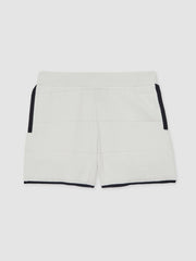 9-12 yrs Tipped Knit Stitch-Detail Shorts White/Navy | Children & Baby
