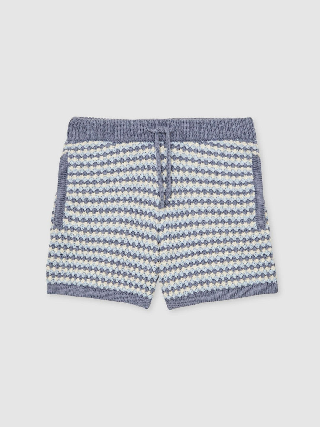 9-13 yrs Cotton-Blend Knitted Stripe Shorts Blue/White | Children & Baby