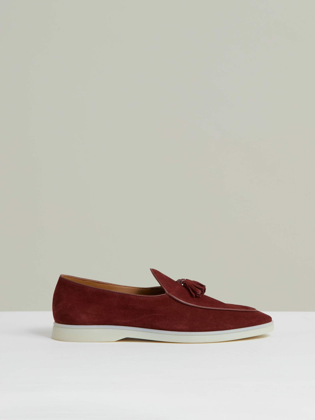 Suede Tassel Loafers Maroon Red | Men