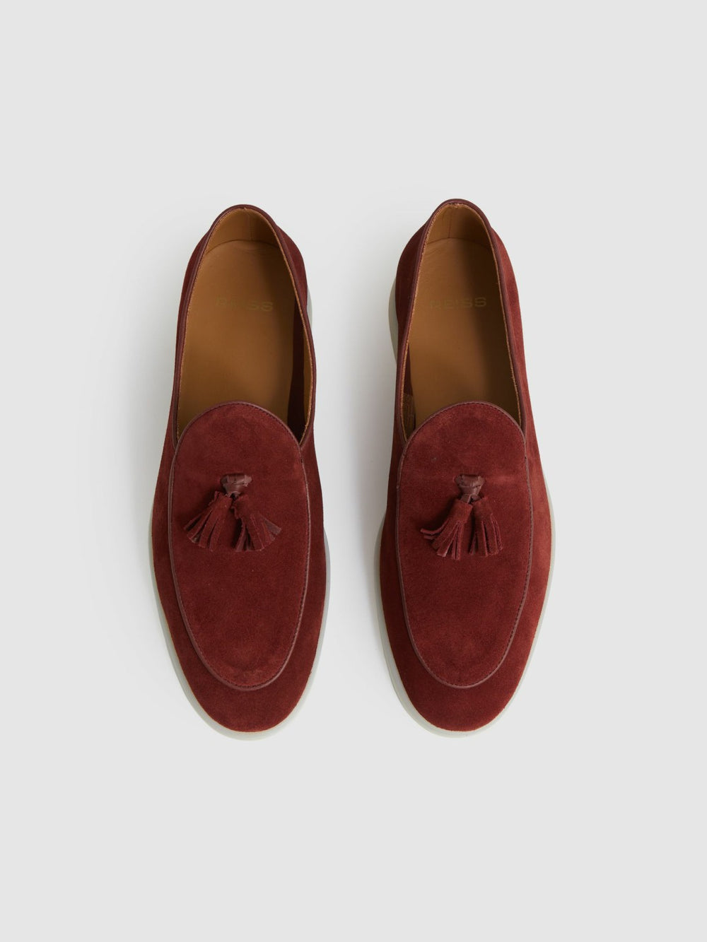 Suede Tassel Loafers Maroon Red | Men