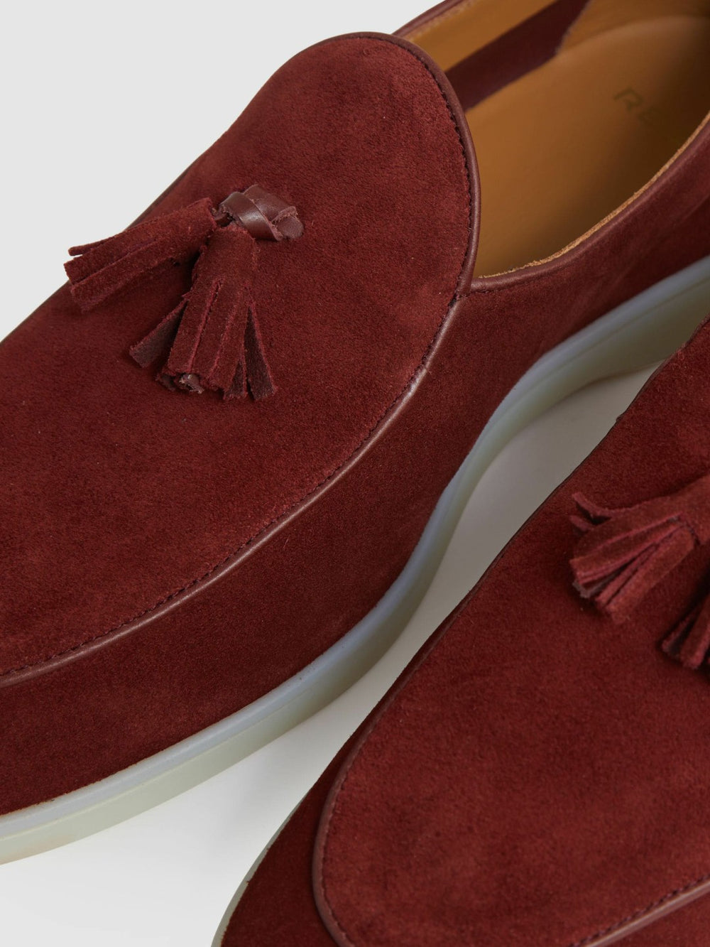 Suede Tassel Loafers Maroon Red | Men