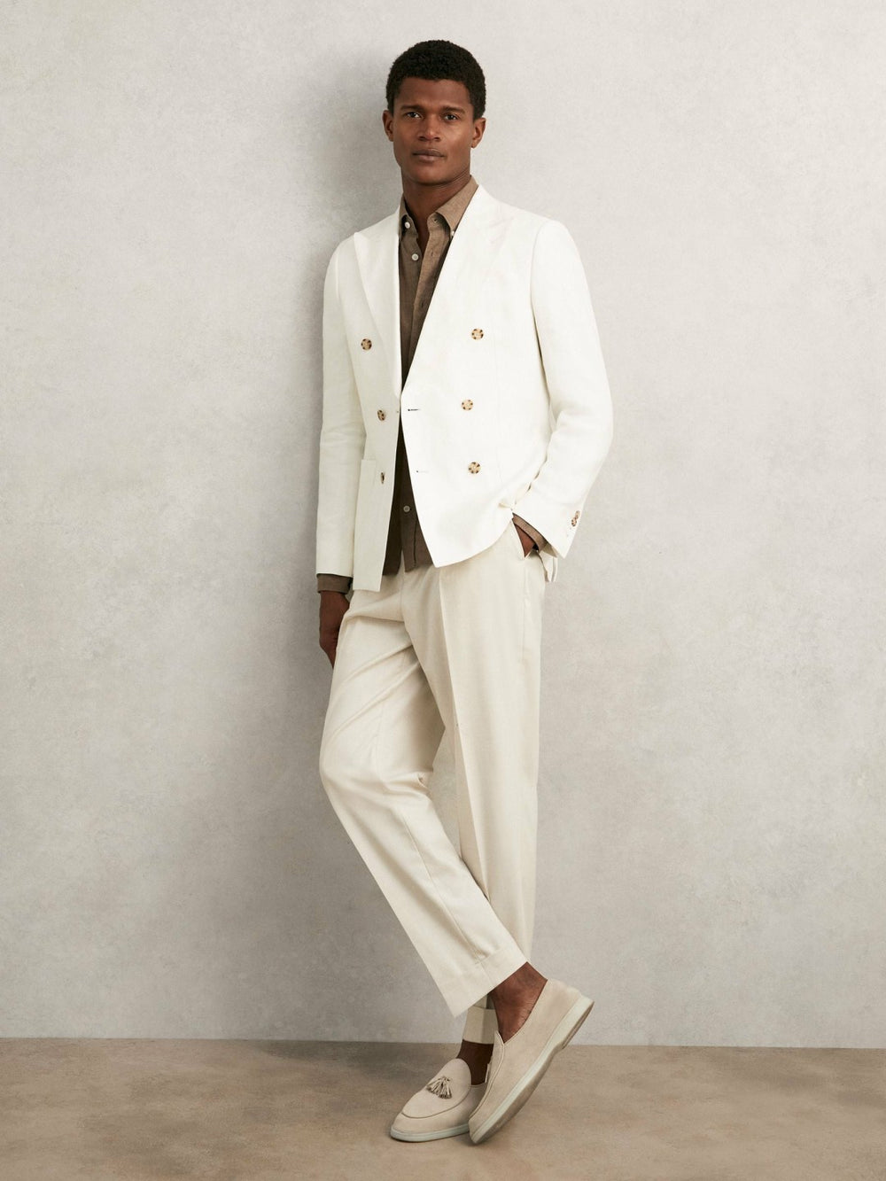 Suede Tassel Loafers Light Stone | Men