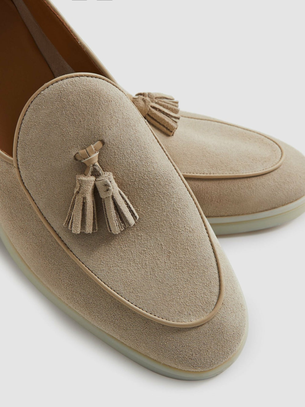 Suede Tassel Loafers Light Stone | Men