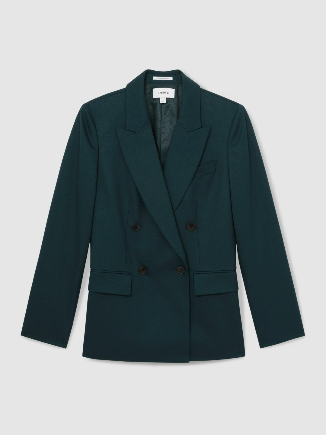 Wool-Blend Double-Breasted Suit Blazer Green | Women
