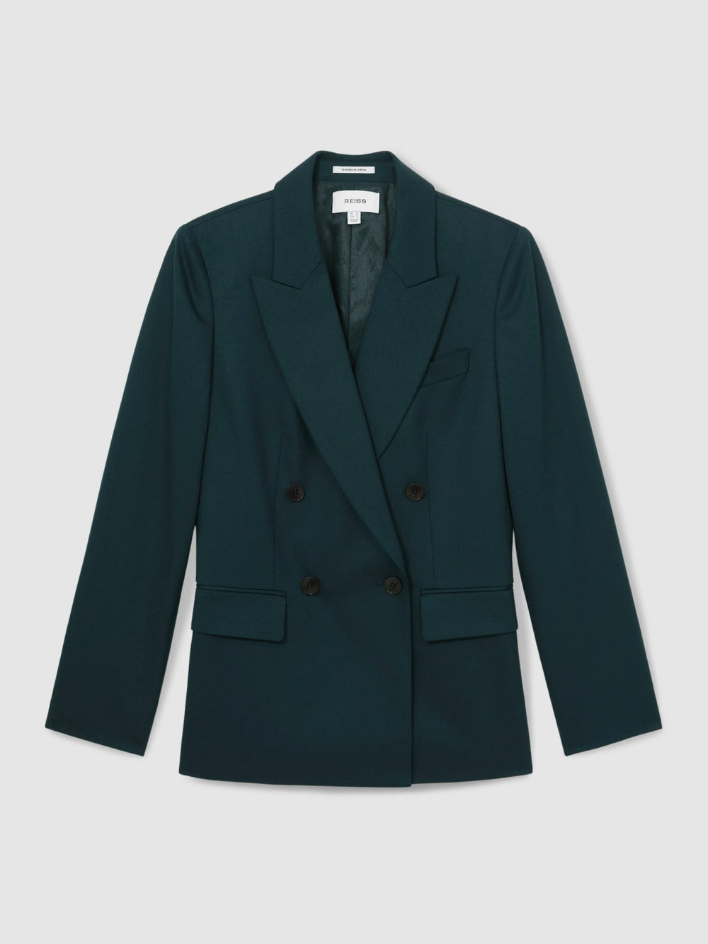 Wool-Blend Double-Breasted Suit Blazer Green | Women