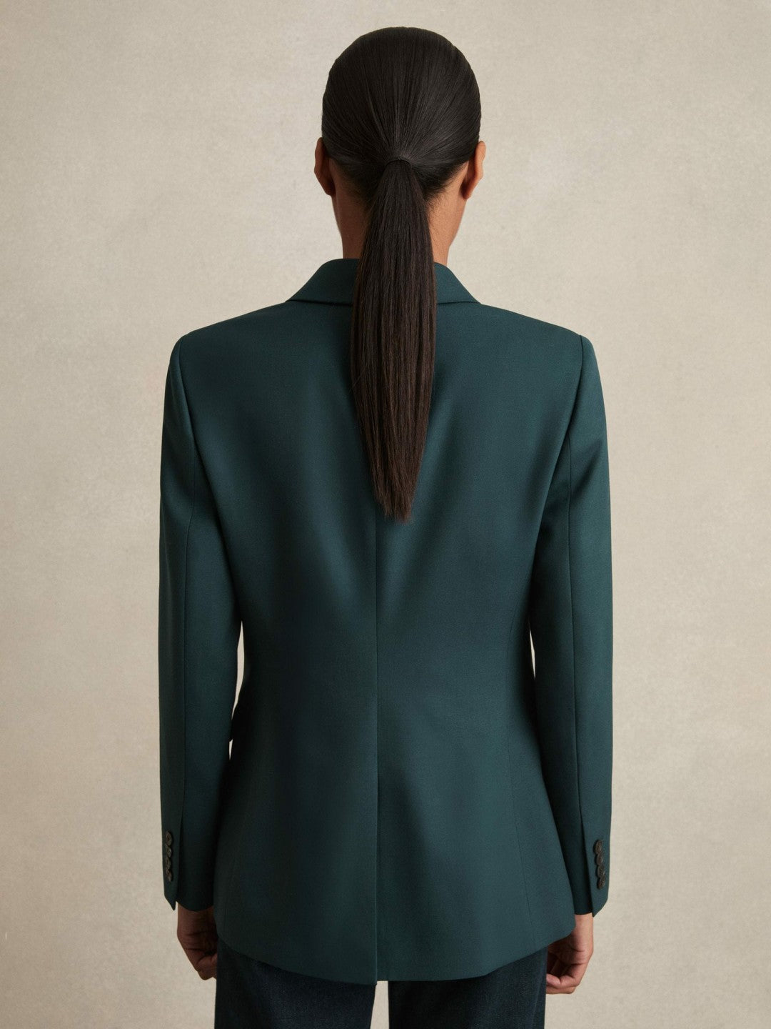 Wool-Blend Double-Breasted Suit Blazer Green | Women