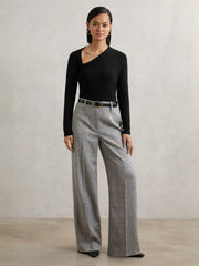 Wool-Blend Asymmetric Knit Top Black | Women