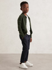 13-14 yrs Wool V-Stitch Button-Through Cardigan Forest Green | Children & Baby
