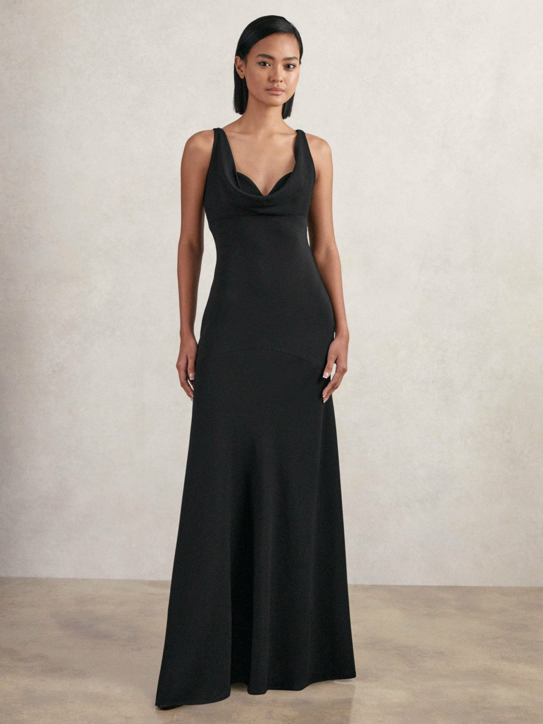 Cowl-Neck Sleeveless Maxi Dress Black | Women