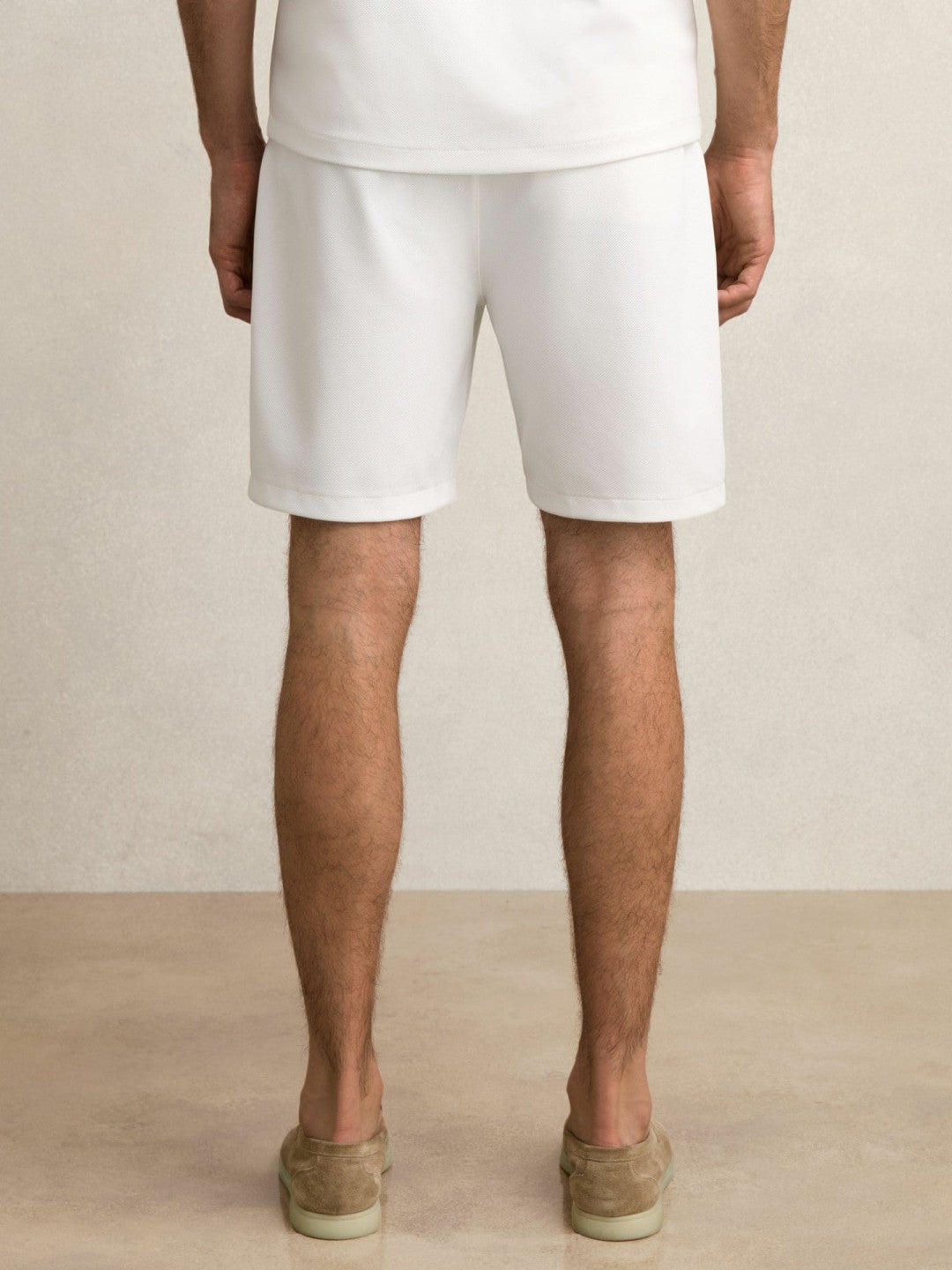 Textured Drawstring Shorts White | Men