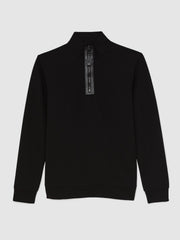 Leather-Placket Interlock Sweatshirt Black | Men
