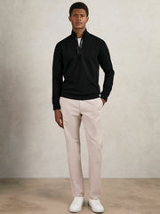 Leather-Placket Interlock Sweatshirt Black | Men