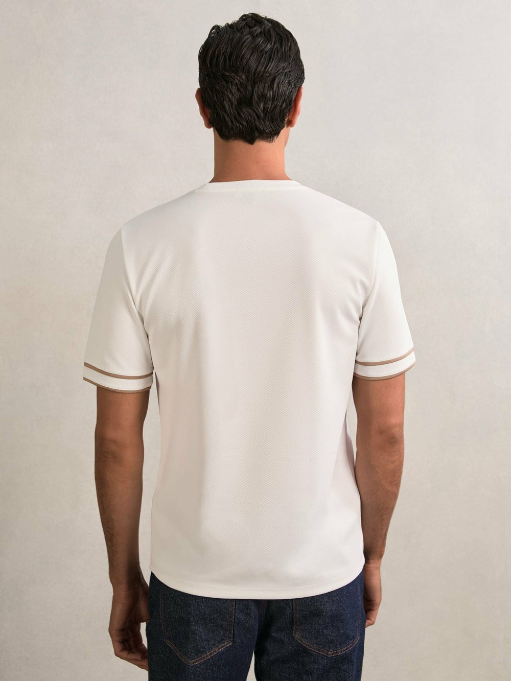 Textured Crew-Neck Tipped T-Shirt White | Men