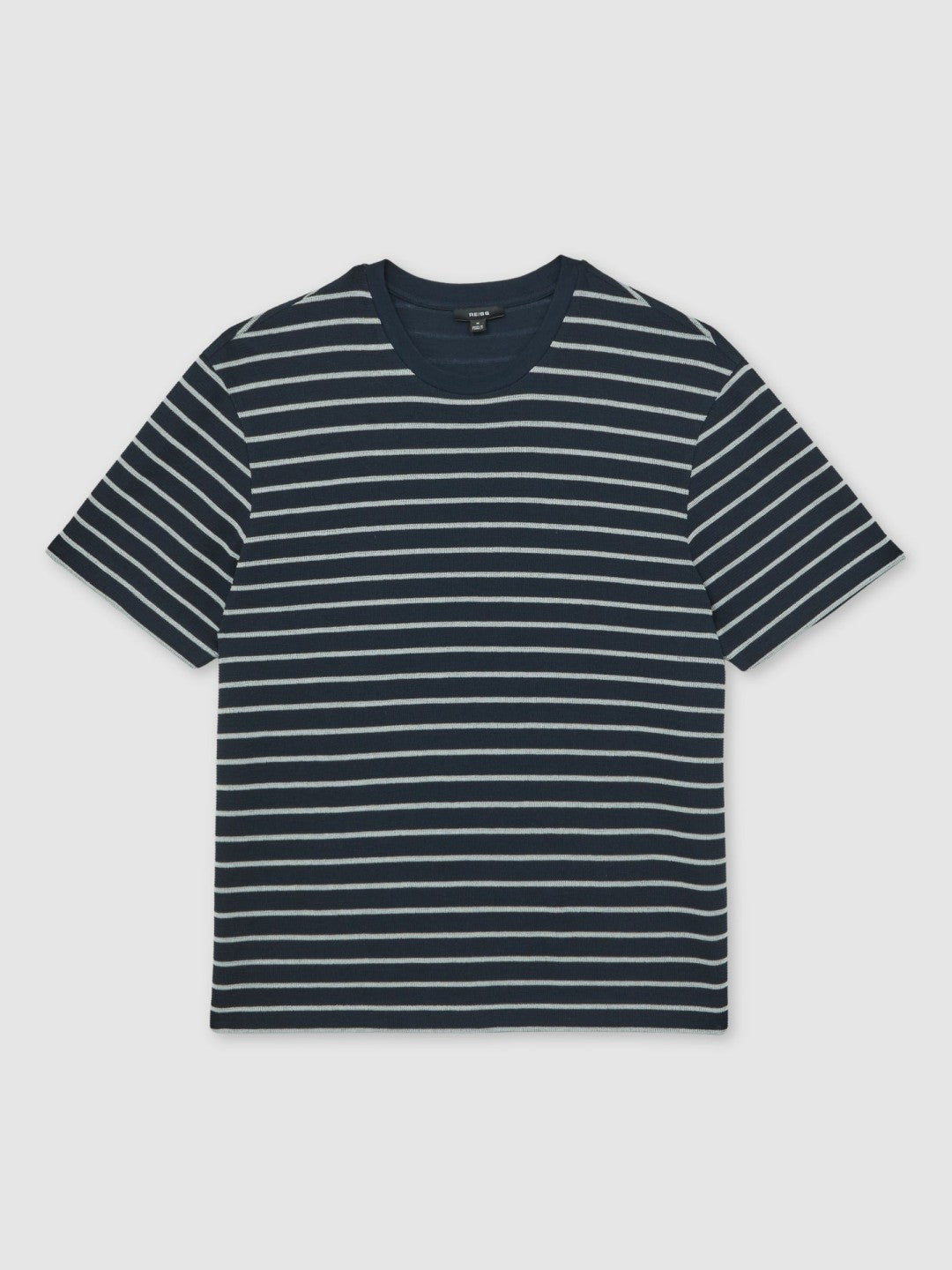 Cotton Textured Stripe T-Shirt White/Navy | Men