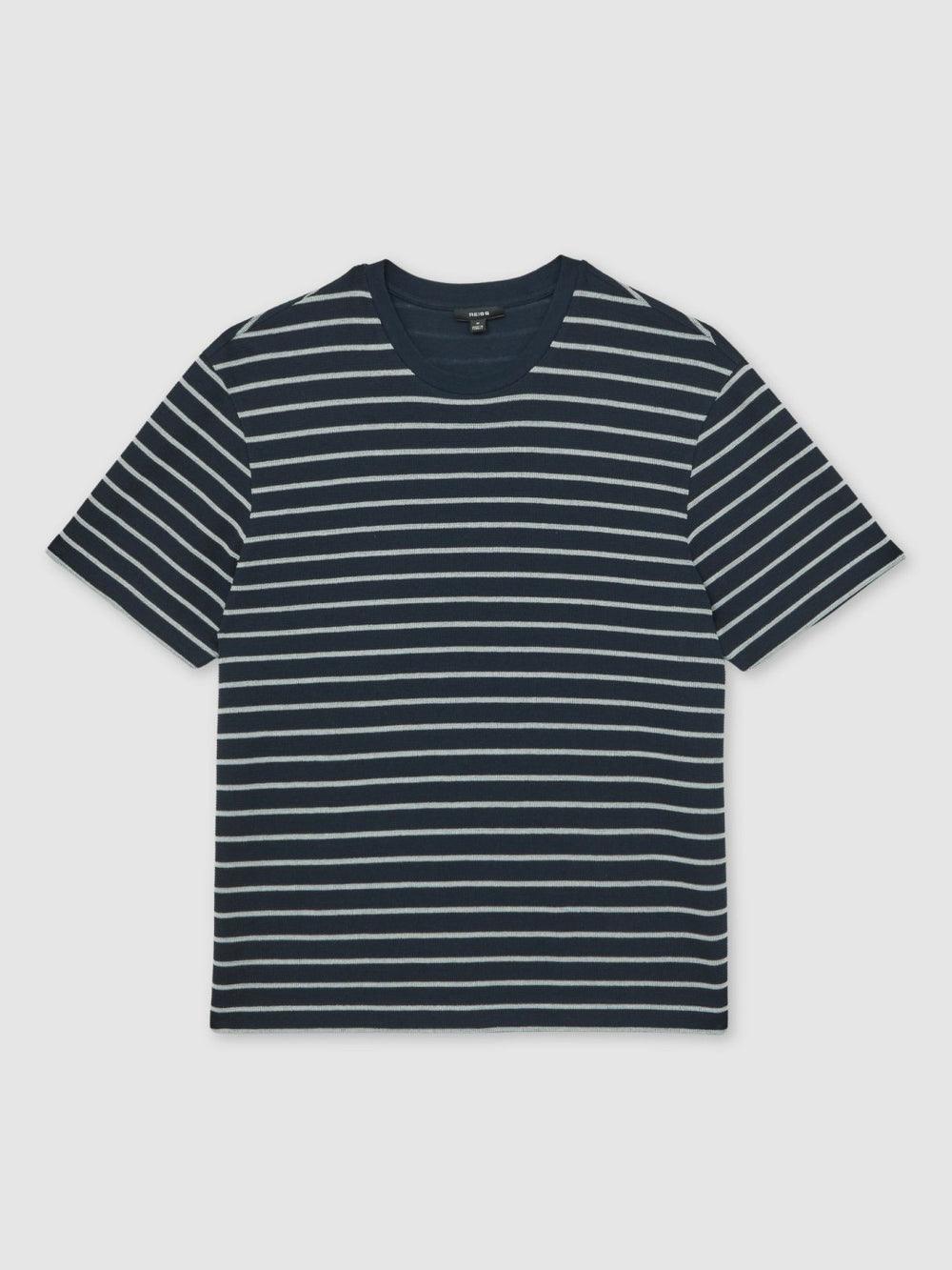 Cotton Textured Stripe T-Shirt White/Navy | Men
