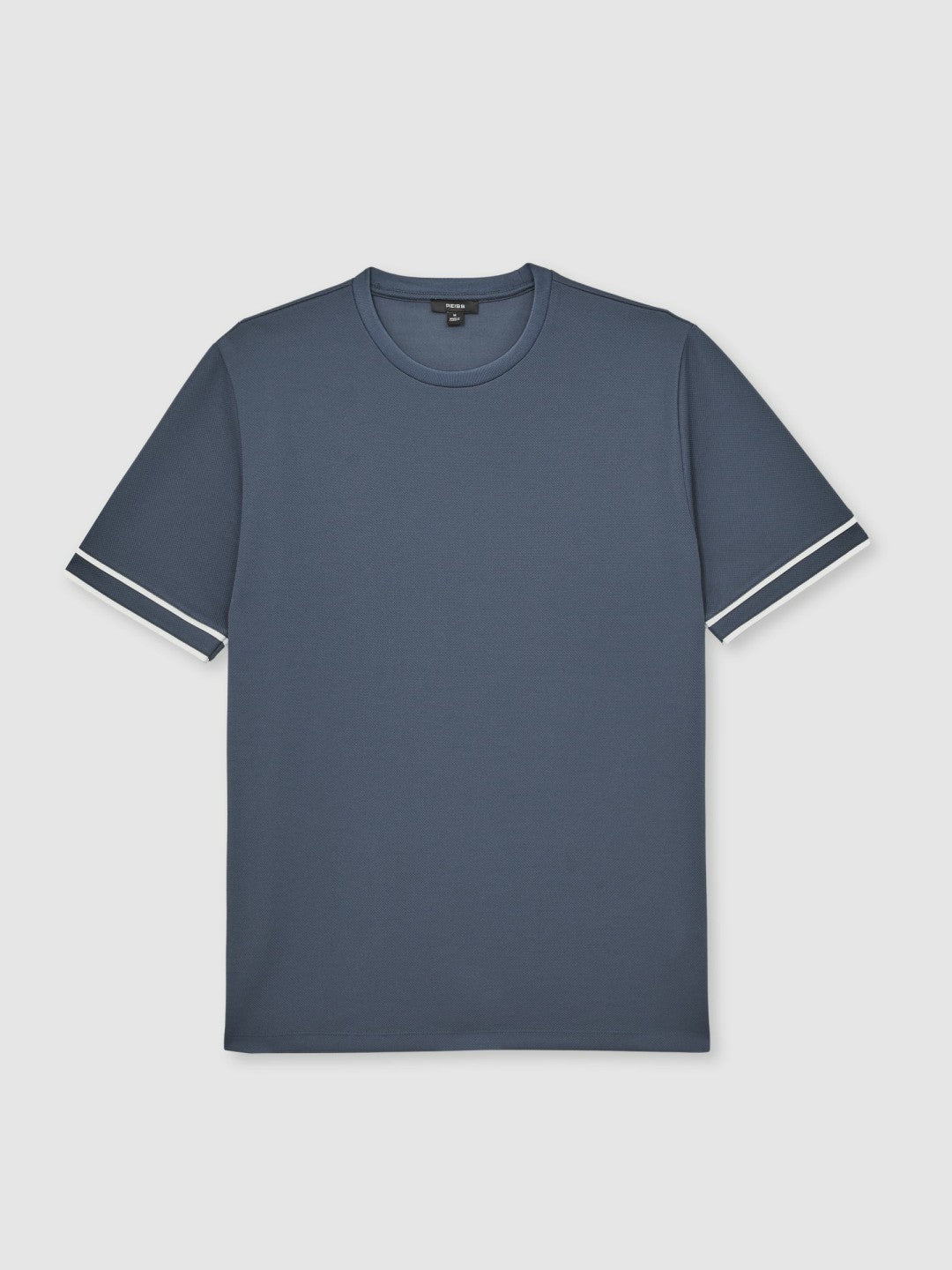 Textured Crew-Neck Tipped T-Shirt Airforce Blue | Men