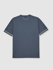 Textured Crew-Neck Tipped T-Shirt Airforce Blue | Men