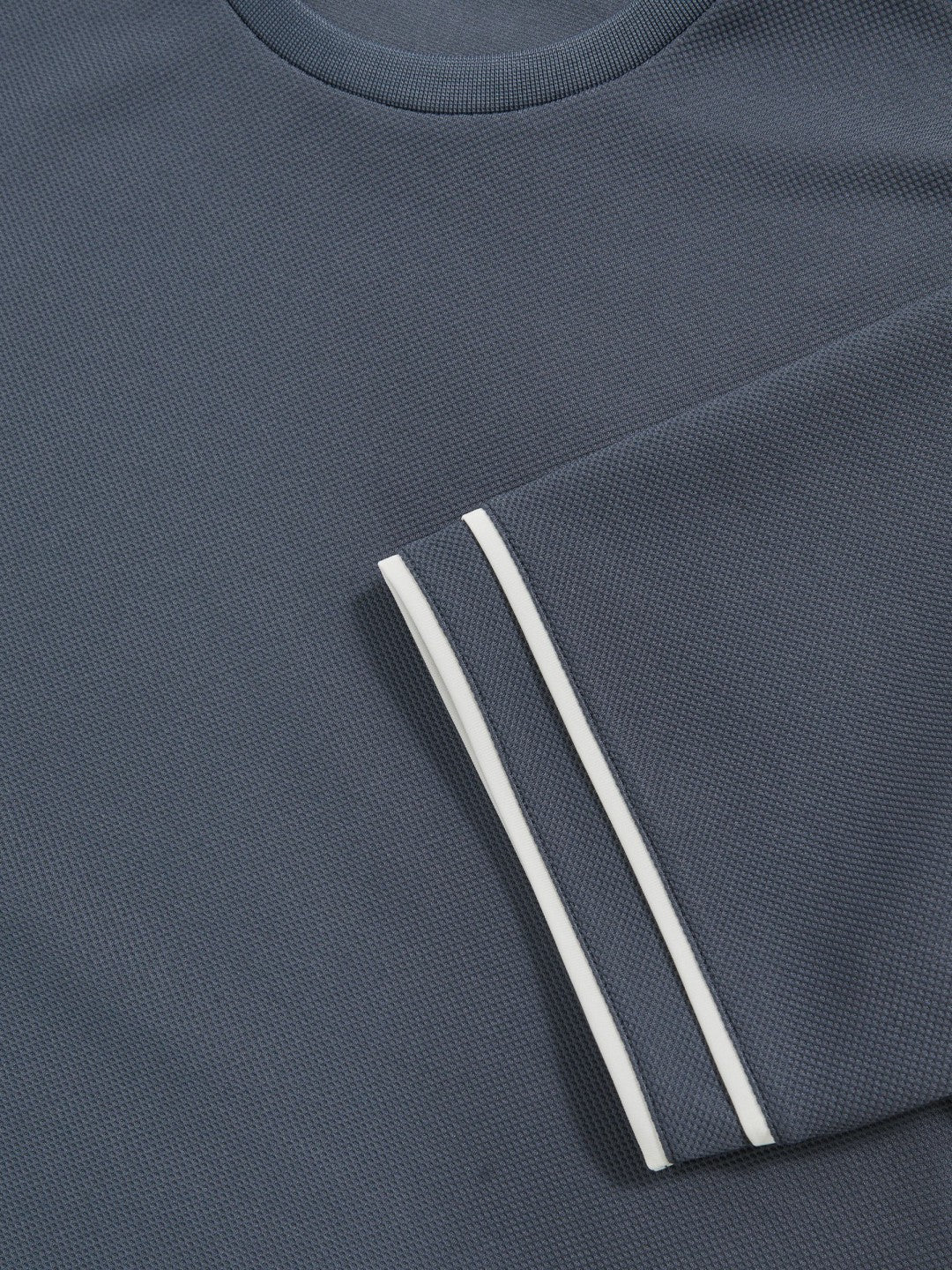 Textured Crew-Neck Tipped T-Shirt Airforce Blue | Men