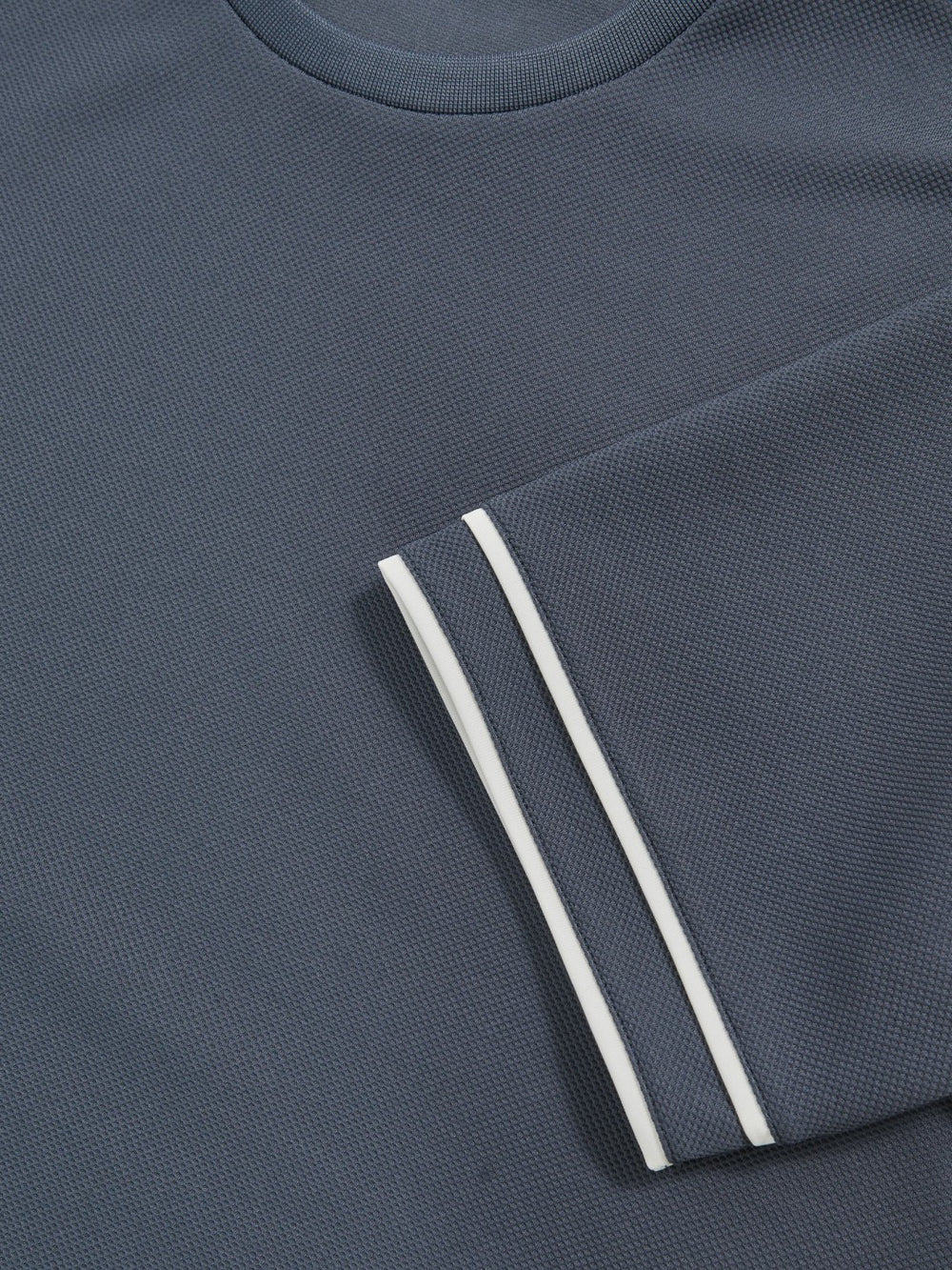 Textured Crew-Neck Tipped T-Shirt Airforce Blue | Men