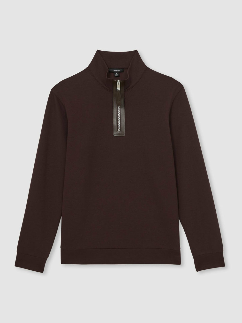 Leather-Placket Interlock Sweatshirt Cherry Red | Men