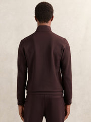 Leather-Placket Interlock Sweatshirt Cherry Red | Men