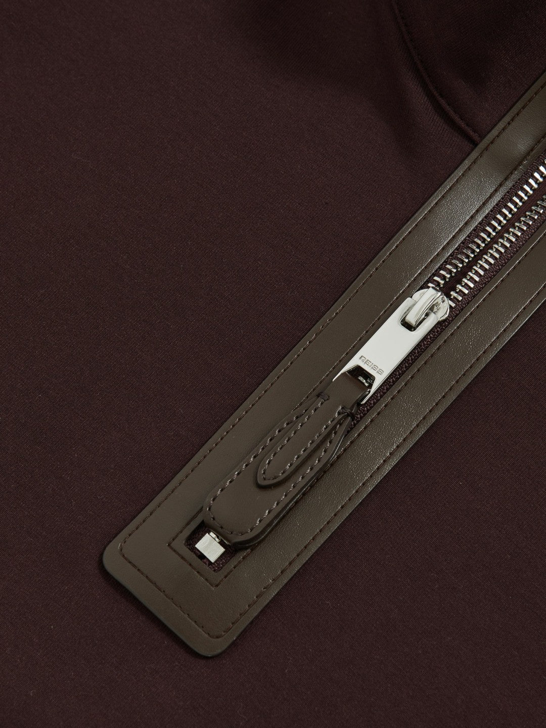 Leather-Placket Interlock Sweatshirt Cherry Red | Men