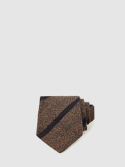 Wool-Silk Striped Tie Chocolate Brown | Men