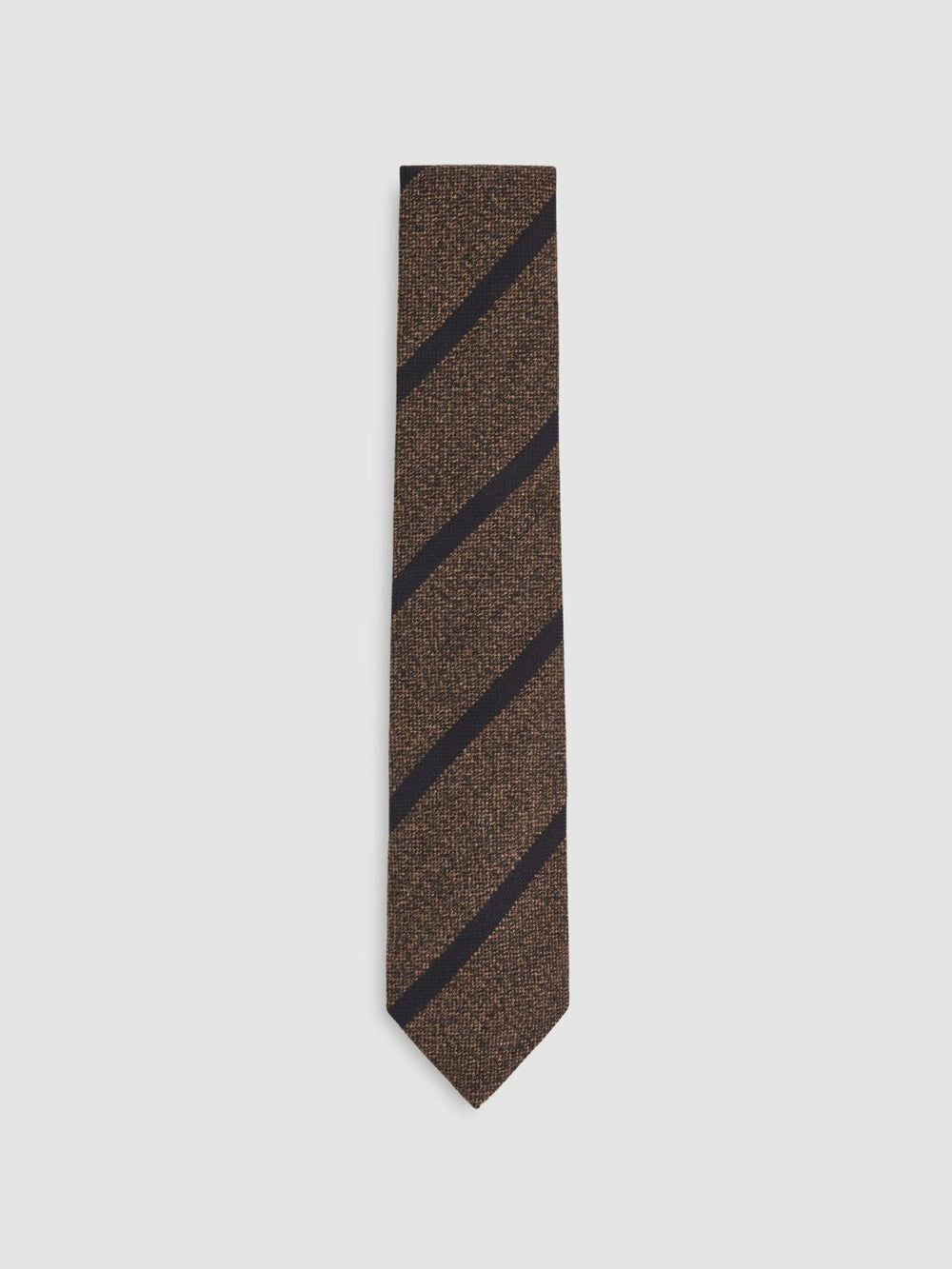 Wool-Silk Striped Tie Chocolate Brown | Men