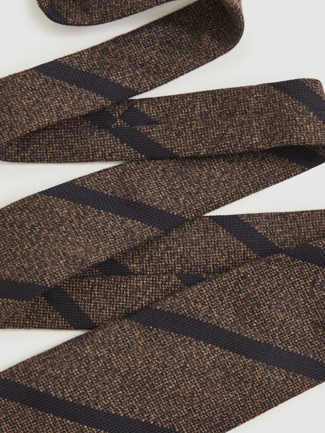 Wool-Silk Striped Tie Chocolate Brown | Men