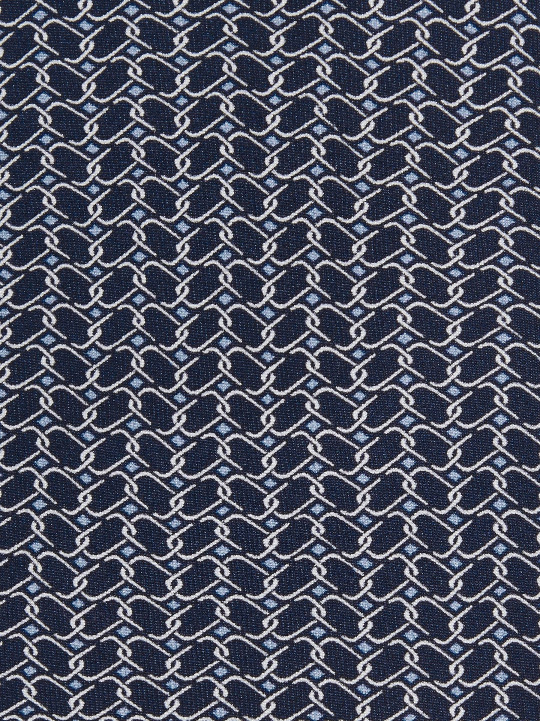 Silk Geometric-Chain Print Tie Navy | Men