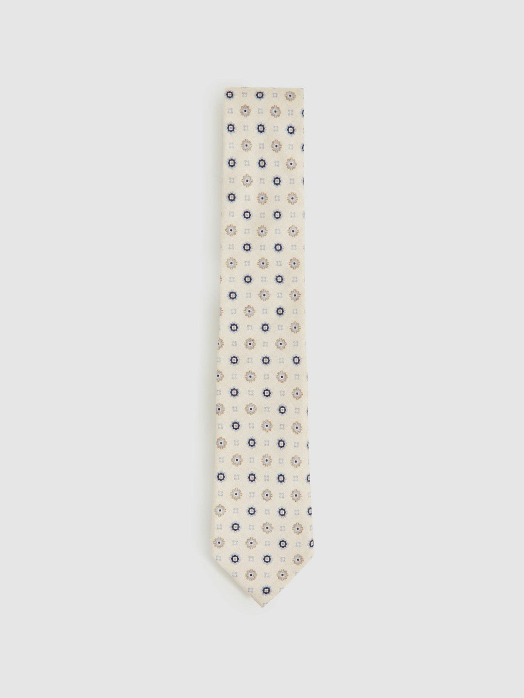 Silk Floral-Medallion Tie Ivory | Men