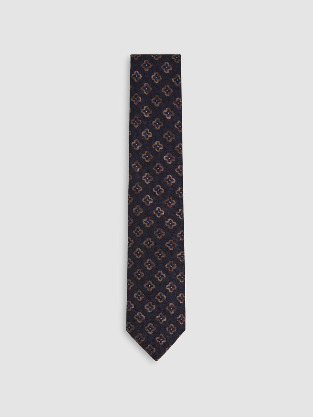 Silk-Wool Floral-Medallion Tie Navy | Men