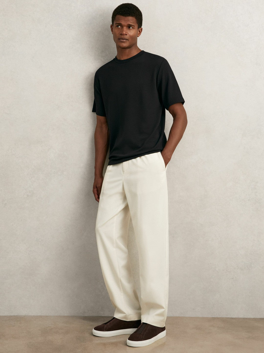 Textured Crew-Neck T-Shirt Black | Men