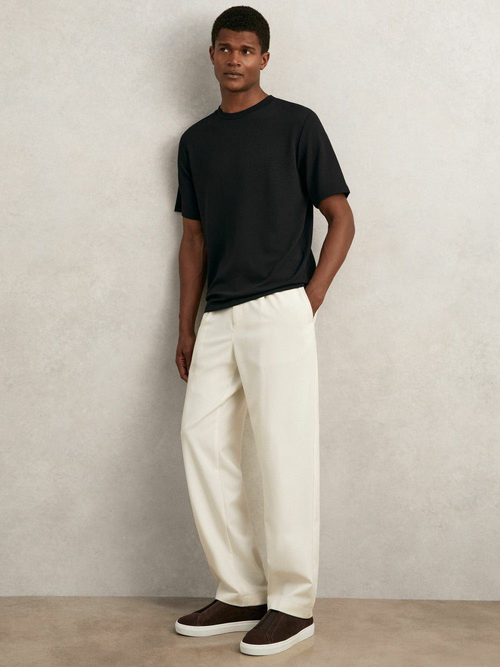 Textured Crew-Neck T-Shirt Black | Men