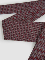 Silk Geometric-Chain Print Tie Bordeaux | Men