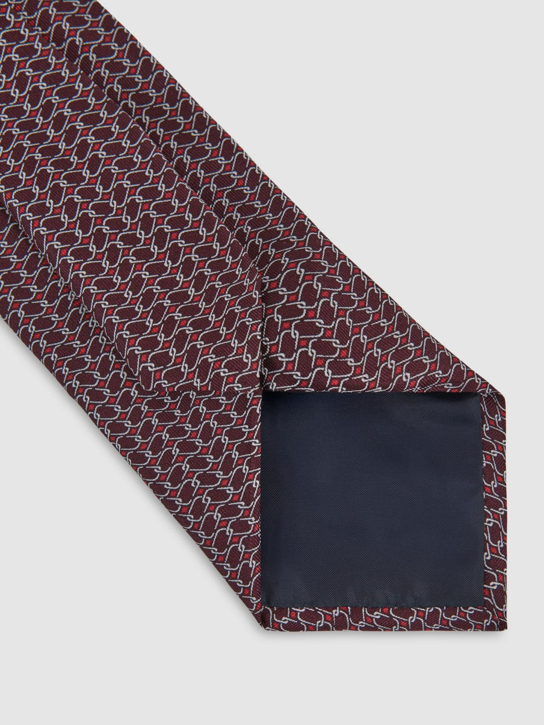 Silk Geometric-Chain Print Tie Bordeaux | Men