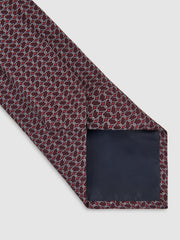 Silk Geometric-Chain Print Tie Bordeaux | Men