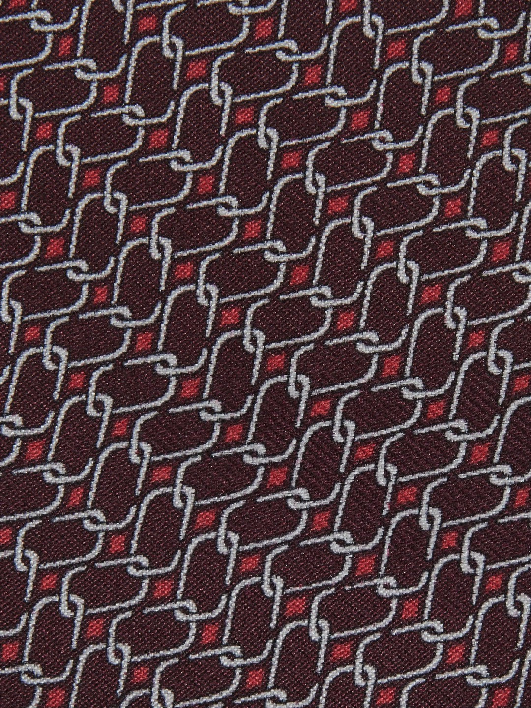 Silk Geometric-Chain Print Tie Bordeaux | Men