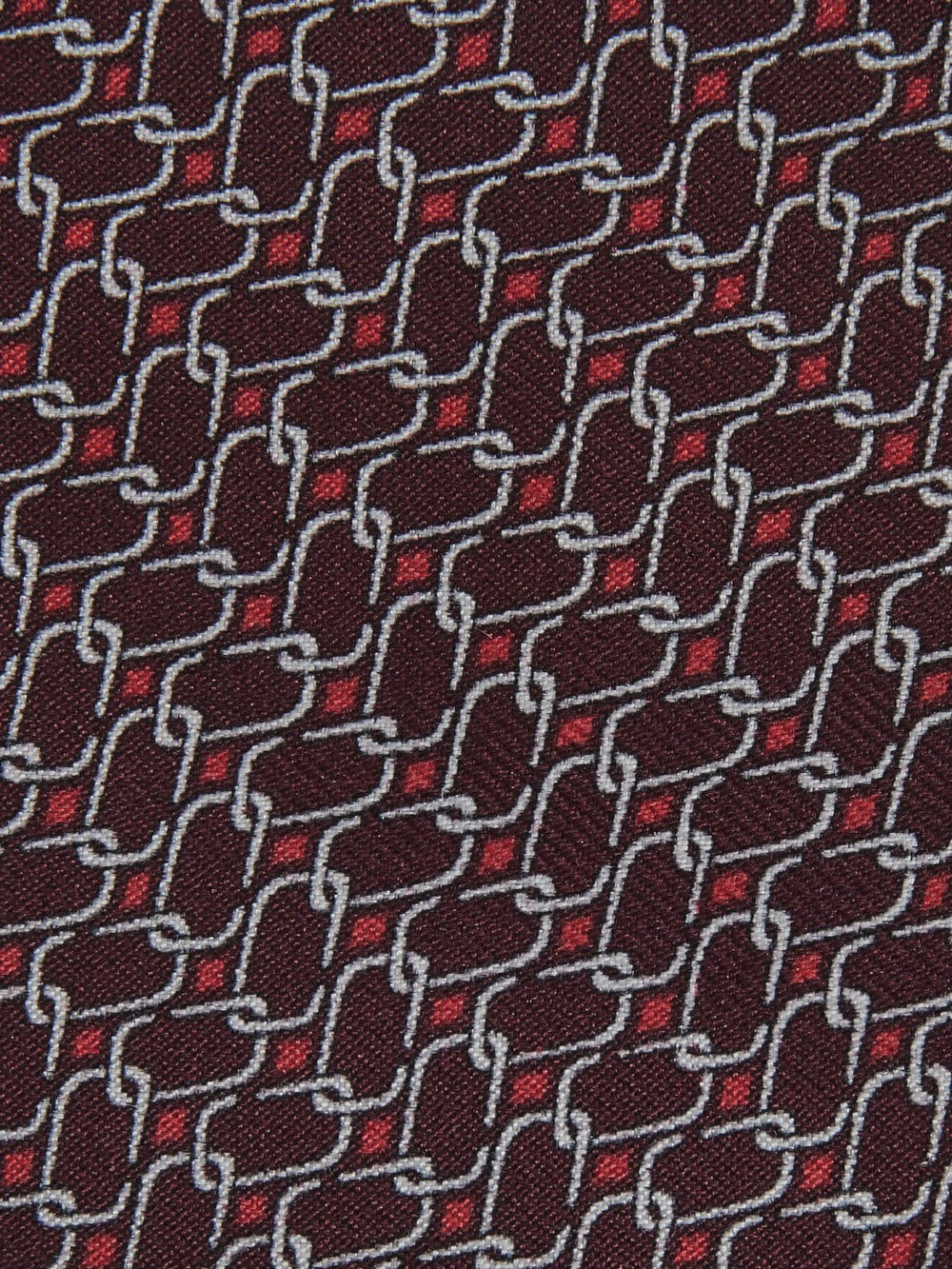 Silk Geometric-Chain Print Tie Bordeaux | Men