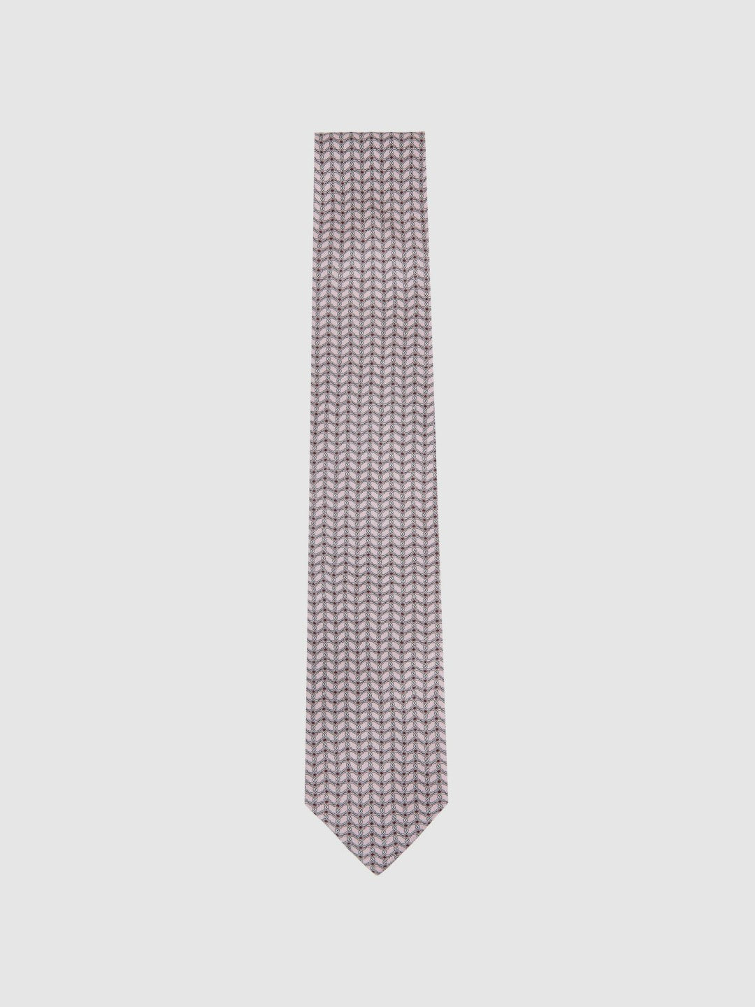 Silk Geometric-Chain Print Tie Soft Pink | Men