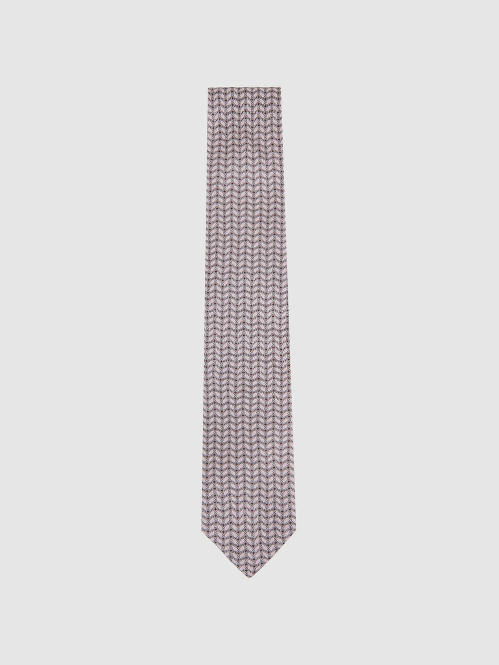 Silk Geometric-Chain Print Tie Soft Pink | Men