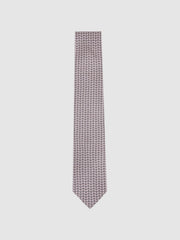 Silk Geometric-Chain Print Tie Soft Pink | Men