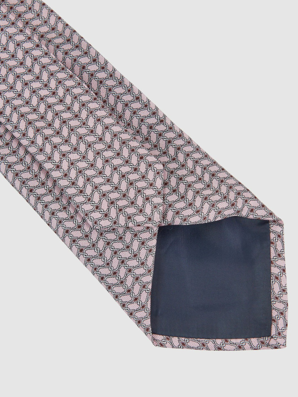 Silk Geometric-Chain Print Tie Soft Pink | Men