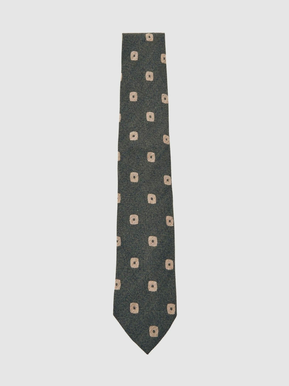 Silk-Wool Square-Medallion Tie Forest Green | Men