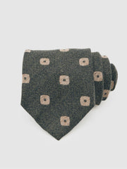 Silk-Wool Square-Medallion Tie Forest Green | Men