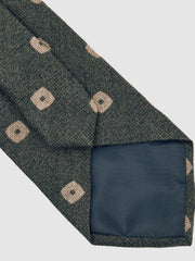 Silk-Wool Square-Medallion Tie Forest Green | Men