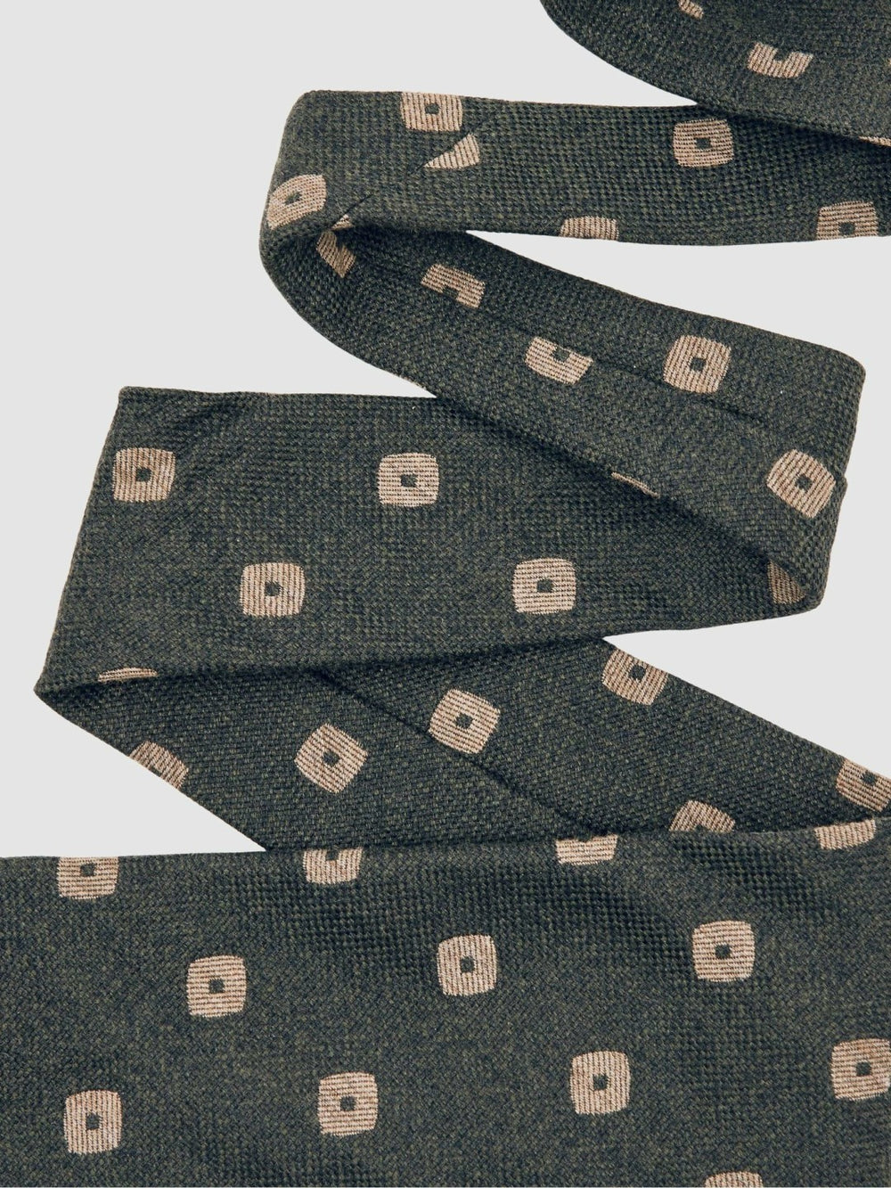 Silk-Wool Square-Medallion Tie Forest Green | Men