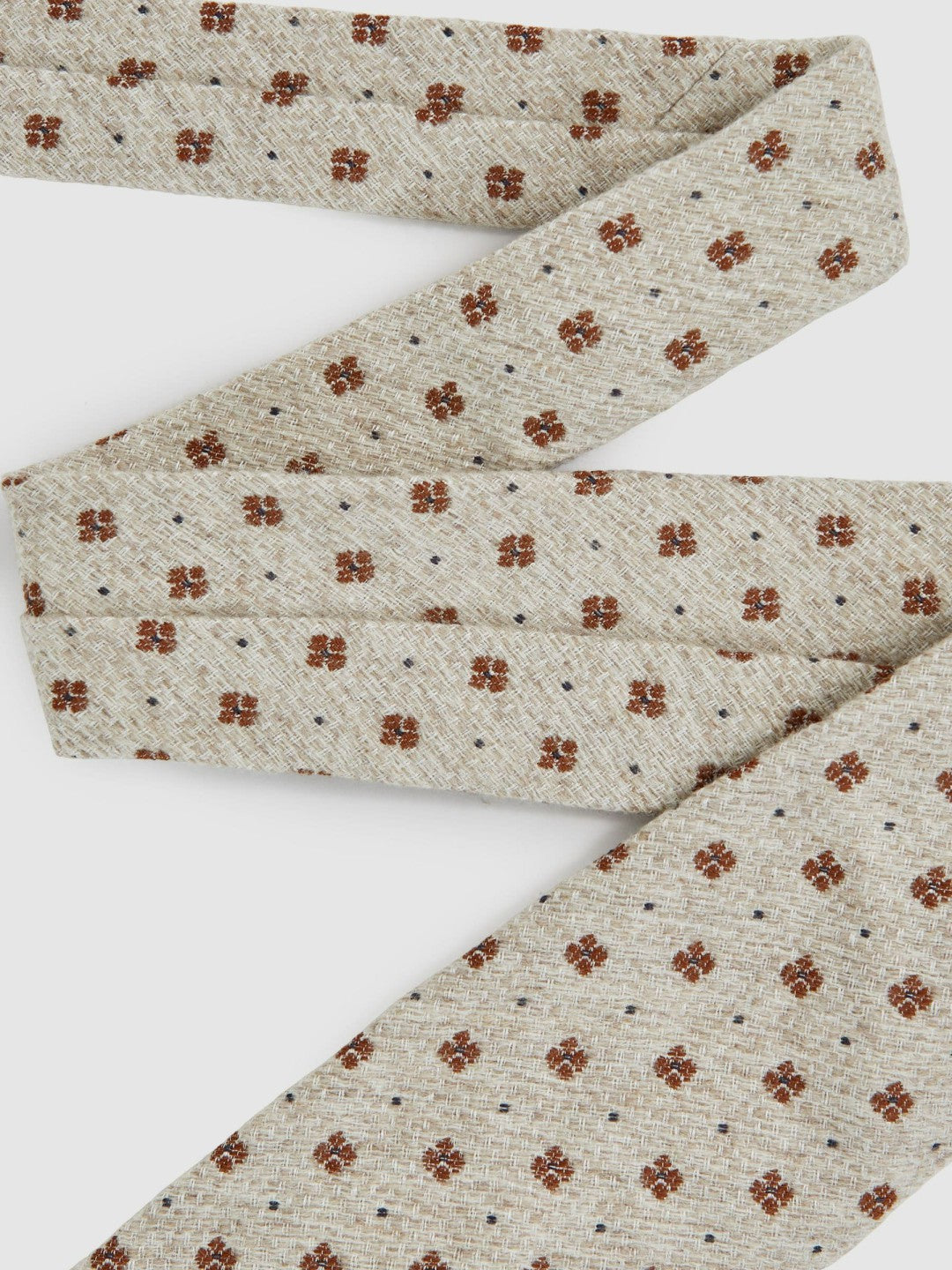 Wool-Silk Floral-Medallion Tie Oatmeal Melange | Men