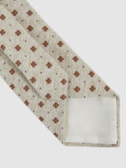 Wool-Silk Floral-Medallion Tie Oatmeal Melange | Men