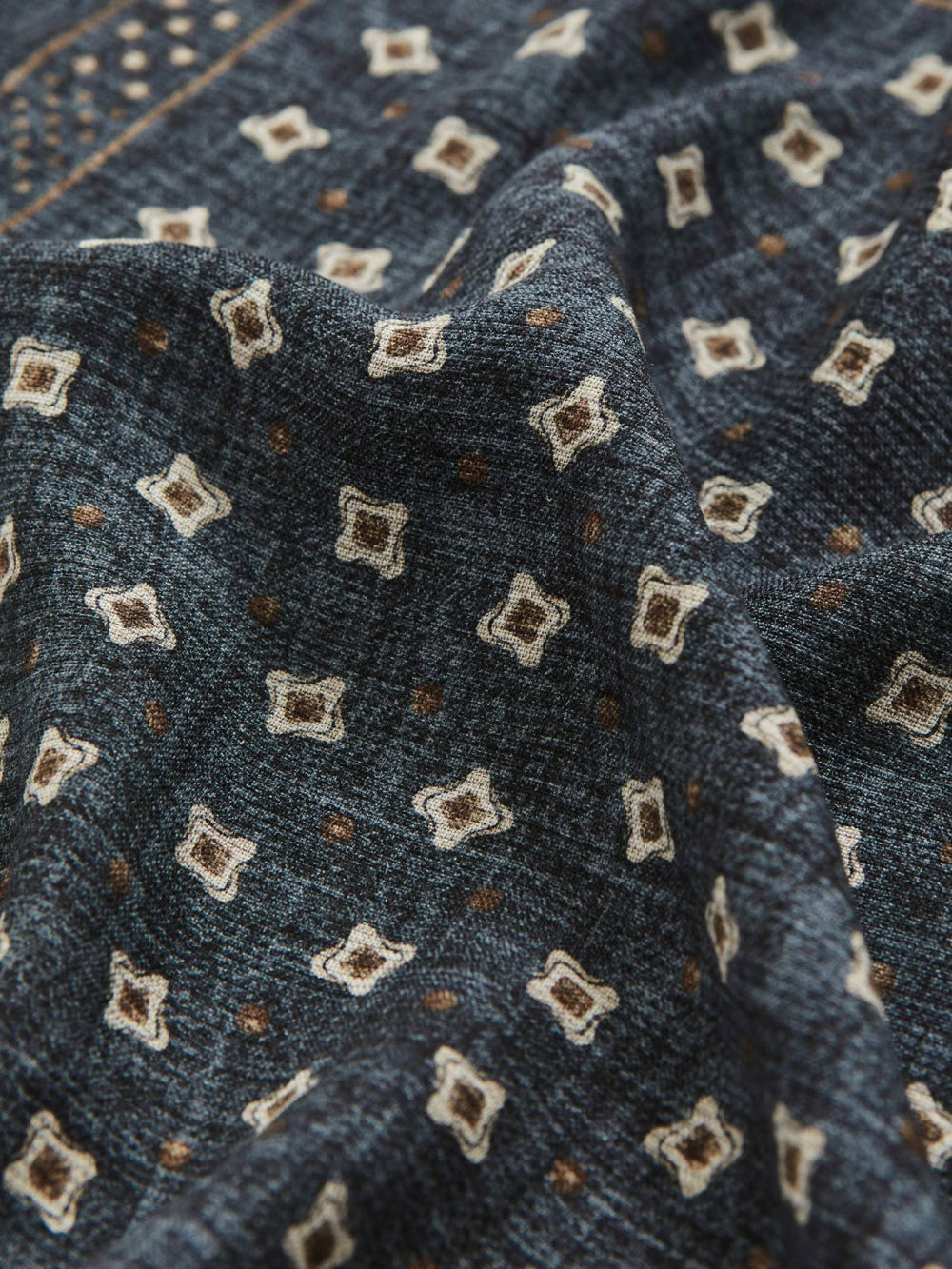 Silk Floral-Medallion Pocket Square Denim Blue Melange | Men